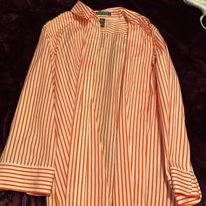 Ralph Lauren Orange striped button up, Size M